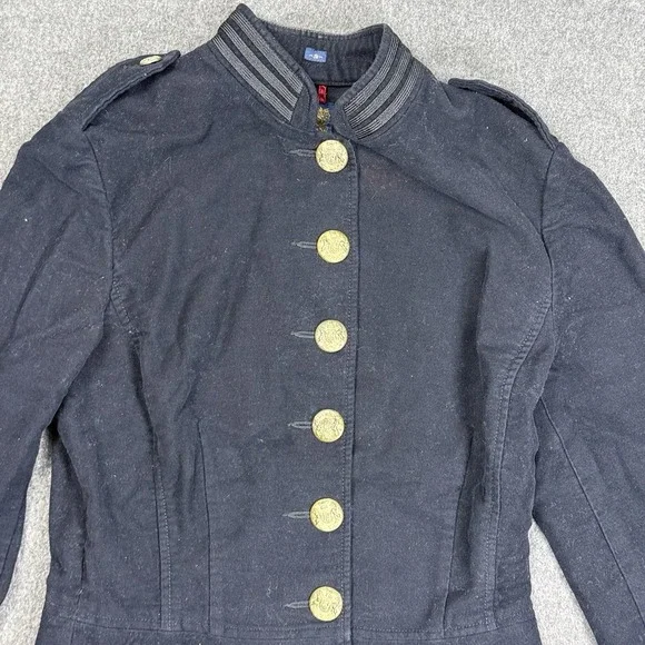 Ralph Lauren Polo Jeans Military Jacket Womens XS Black Brass Button Coat - Picture 2 of 16